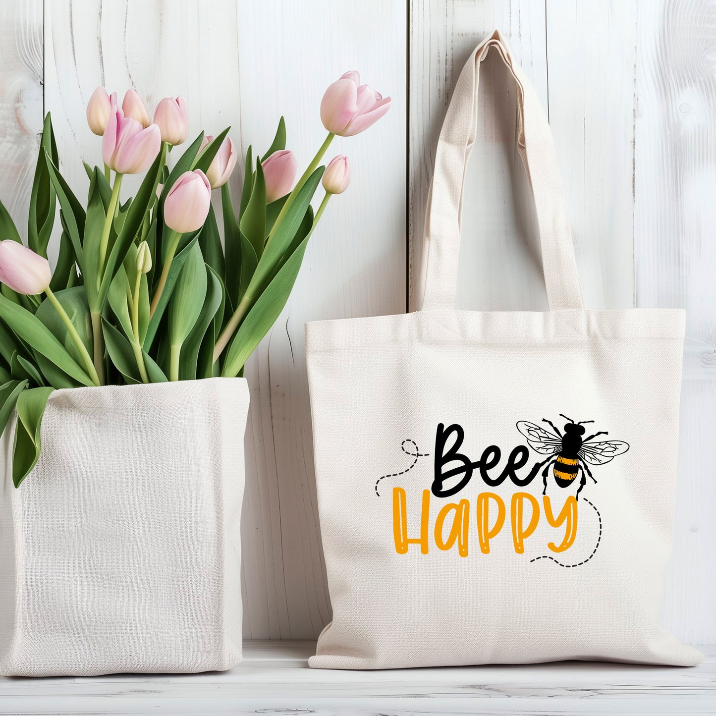 Bee Happy 100% Cotton Tote Bag