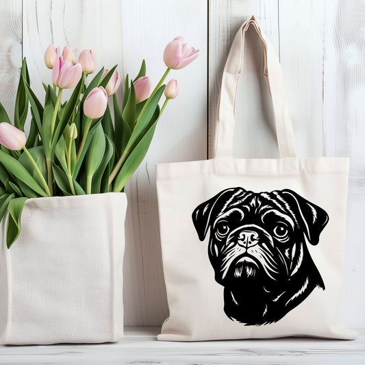 Pug 100% Cotton Tote Bag