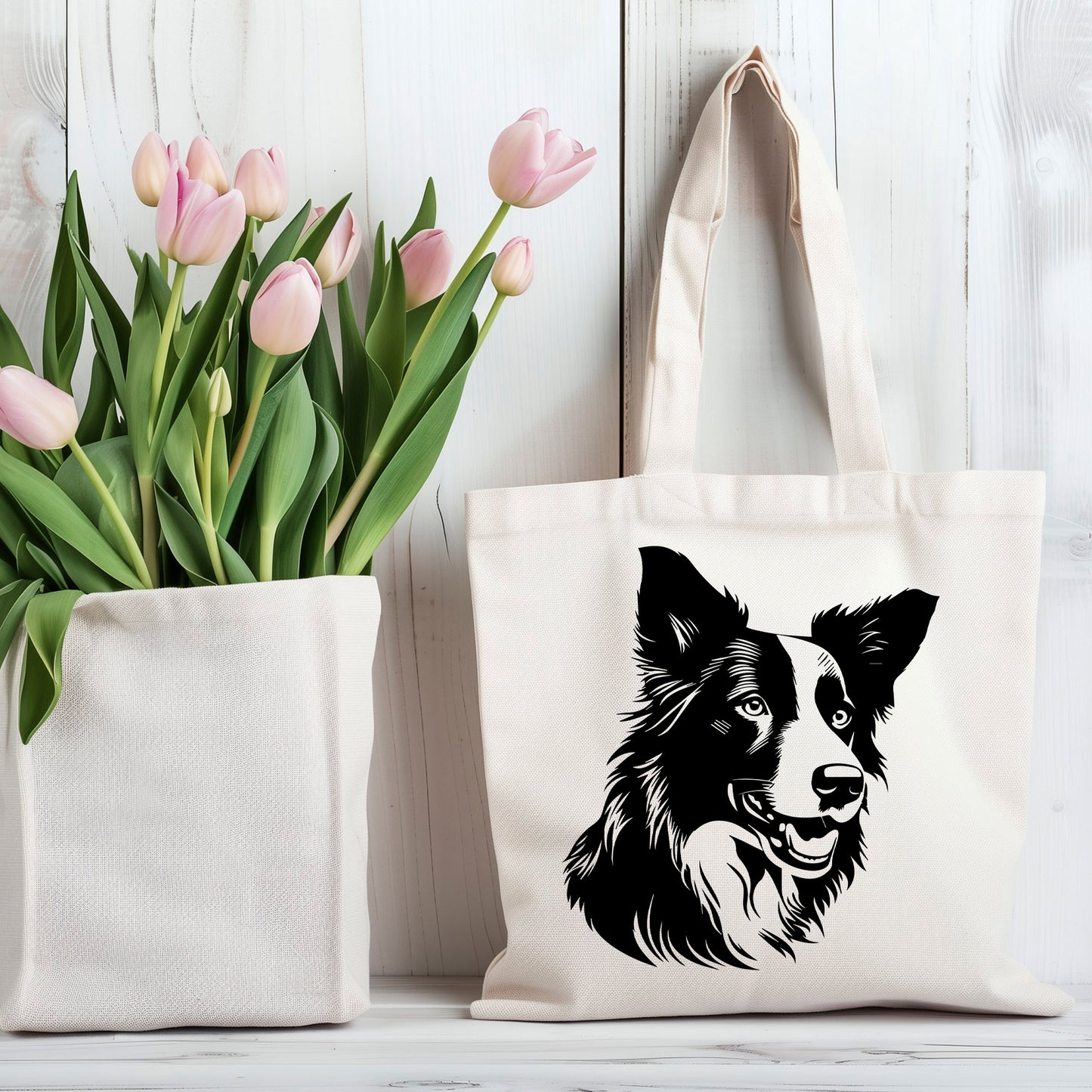 Border Collie 100% Cotton Tote Bag